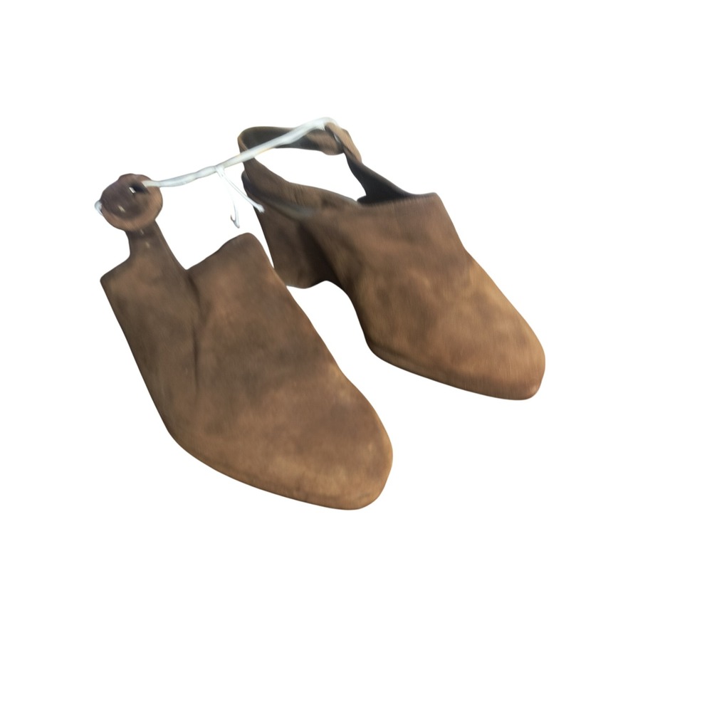 Chinese Laundry Brown Suede Wedge Heel Mules Buckle Slingback Casual Style - Picture 4 of 10